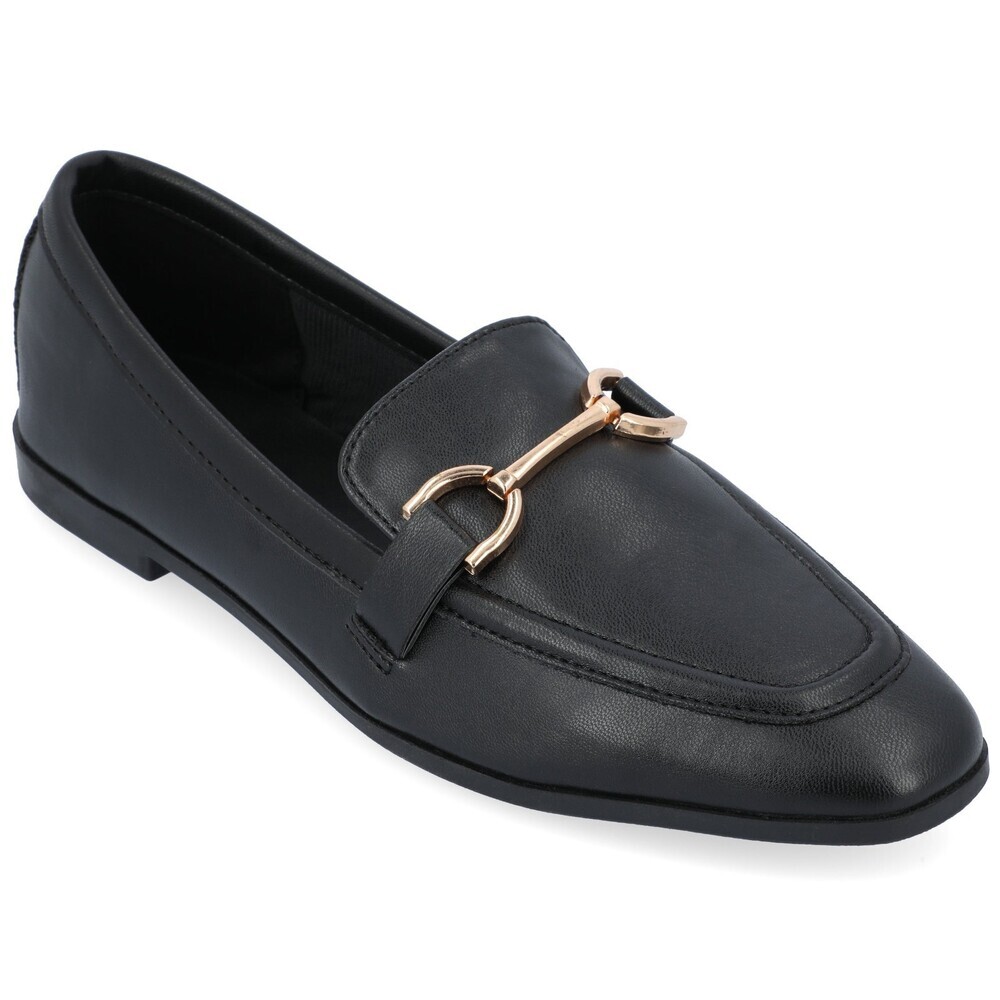Journee Collection Mizza Loafers Womens US 8.5 Black Leather Dress Flats GAL1703
